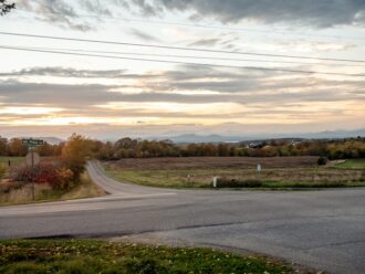 photo of a crossroads on a cloudy day