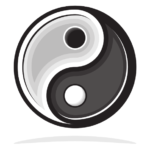 black and white graphic yin yang symbol