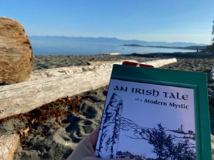 Pacific northwest beach with mountains in the background and beautiful driftwood all around.