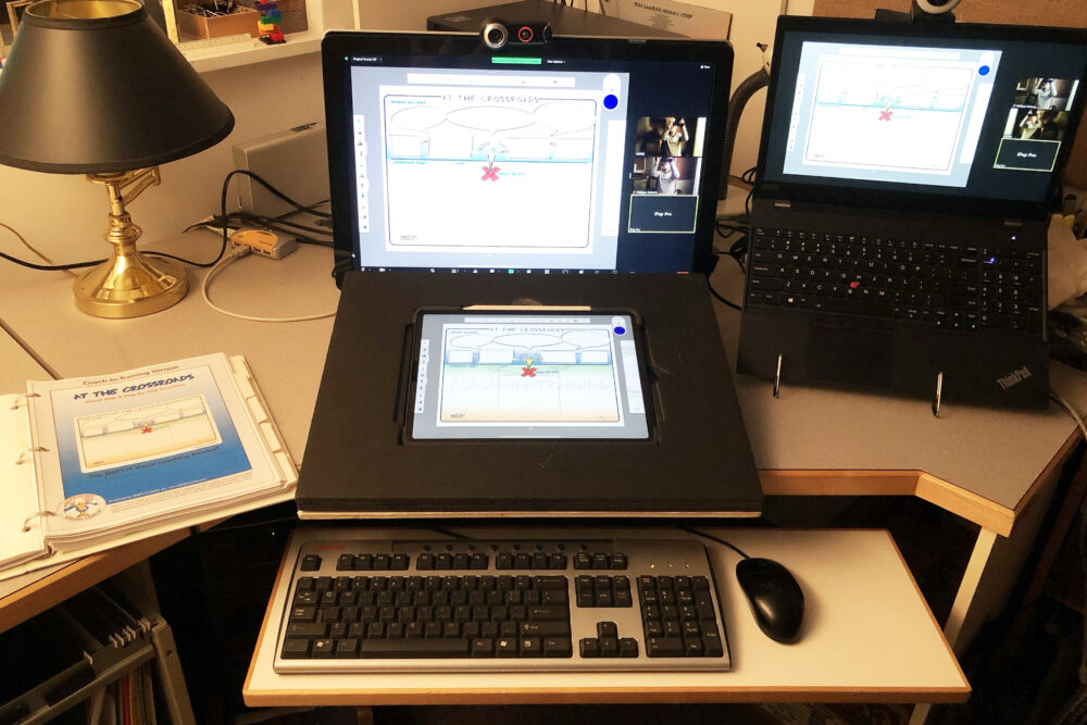 desktop and tablet setup for visual coach